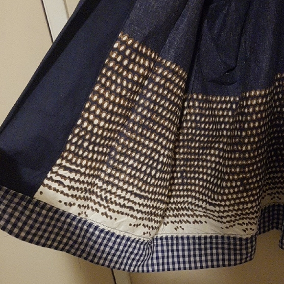 One-of-a-Kind Indigo blue & ivory print Patchwork Kimono | Blue Gingham Trim - Picture 6 of 12